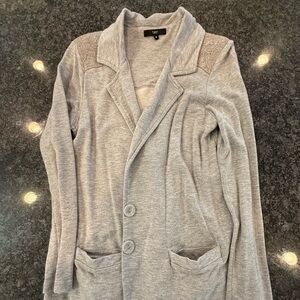 Tart Women's Light Gray cotton Blazer with Lace Detail